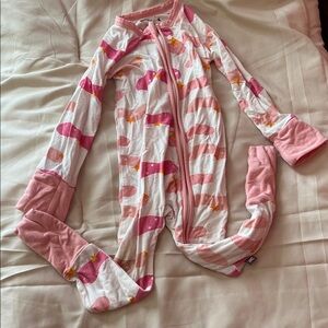 Pink and White Striped Kids One Piece